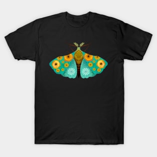 Forest green folk art moth T-Shirt